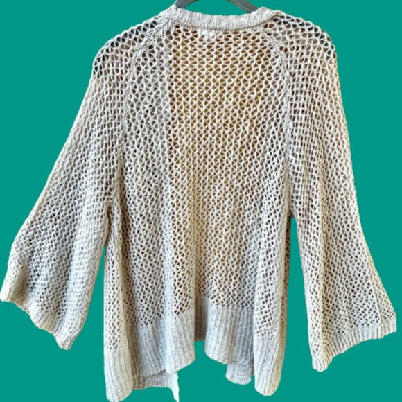 Xhilaration Boho Cardigan Sweater Cream Crochet Open Front Festival - Picture 4 of 13